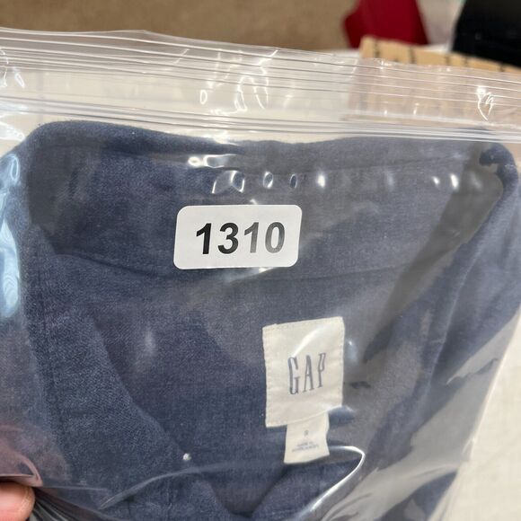 Gap Shirt Mens Small Blue Flannel Button-Front Long-Sleeve Business Casual - Picture 10 of 11